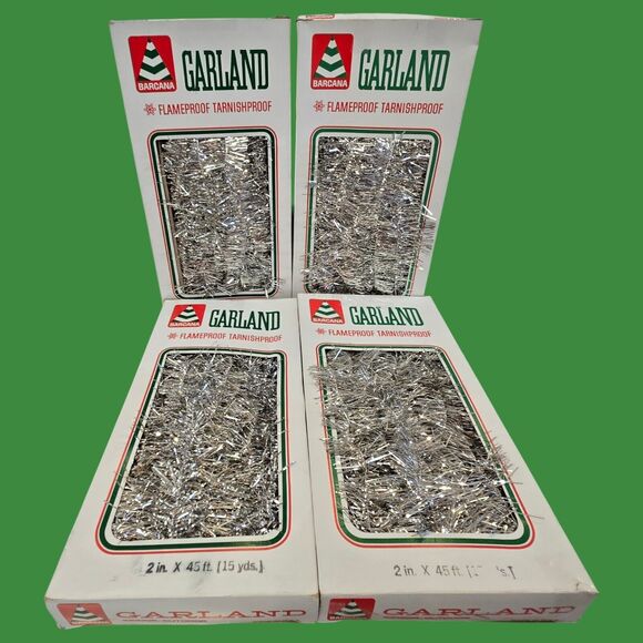 Vintage Lot Barcana Silver Tinsel Christmas Garland Flame/Tarnishproof (180 ft) - Picture 6 of 15